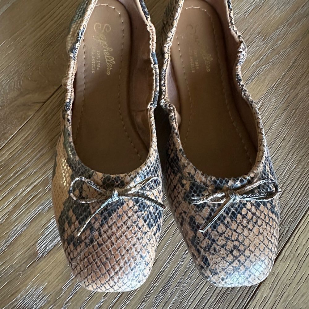 Seychelles Breathless Snake Print Square Toe Ballet Flats Size 7 NWOB - Picture 3 of 13